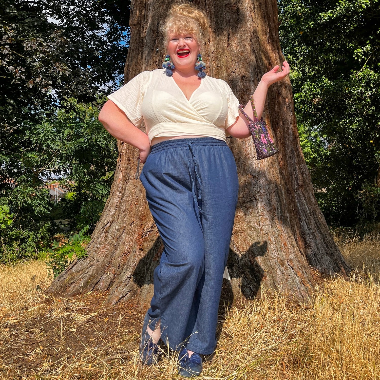 Relaxed Chambray Trousers - Denim