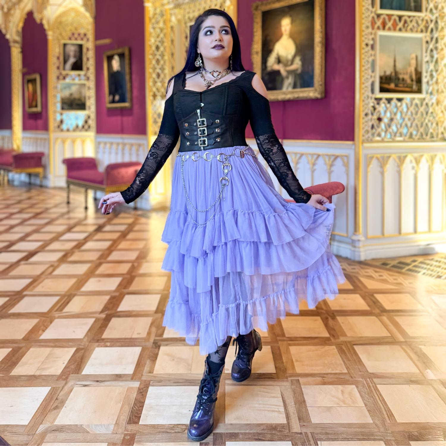 Maxi Mesh Skirt - Lavender Fields