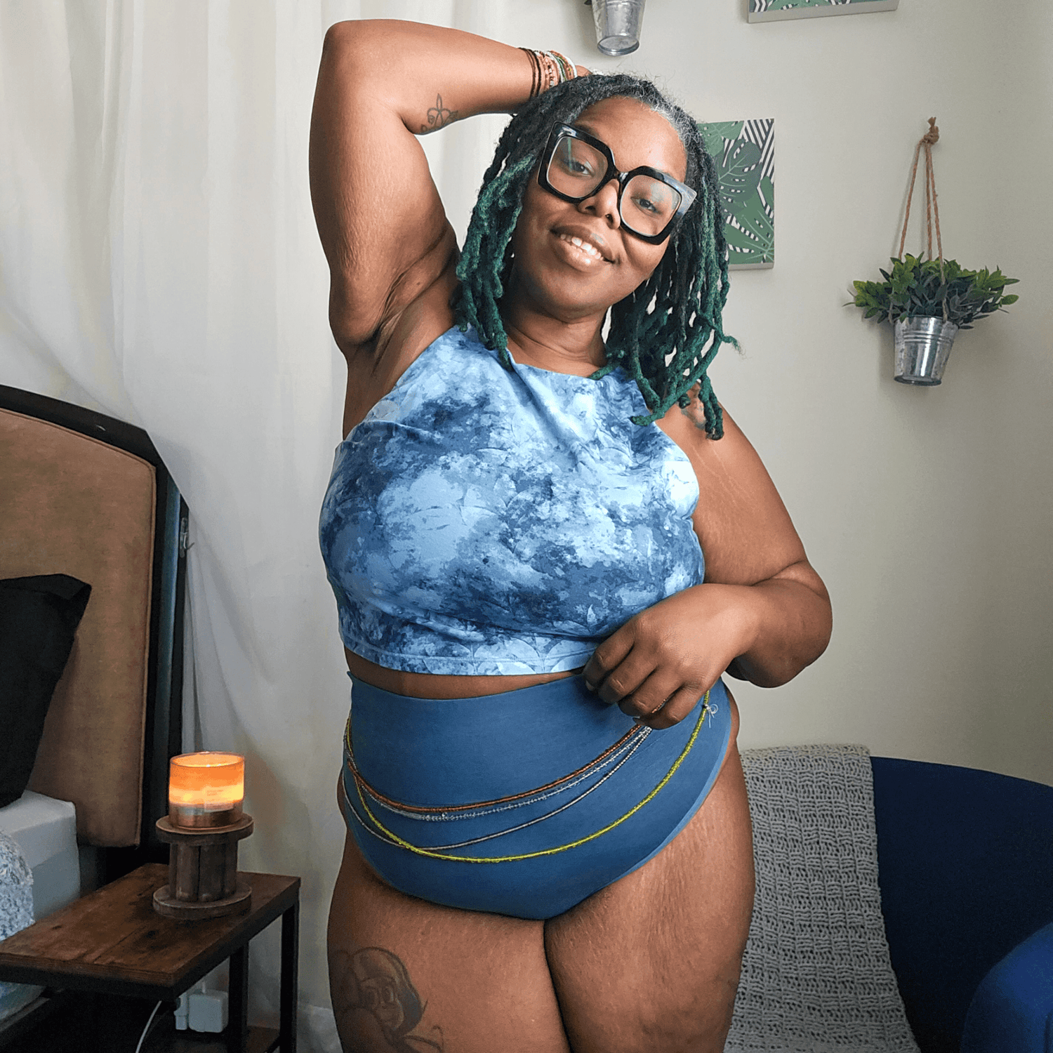 Culotte haute en coton bio - Denim