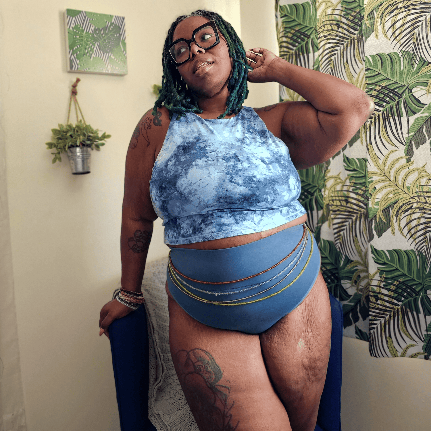 Culotte haute en coton bio - Denim