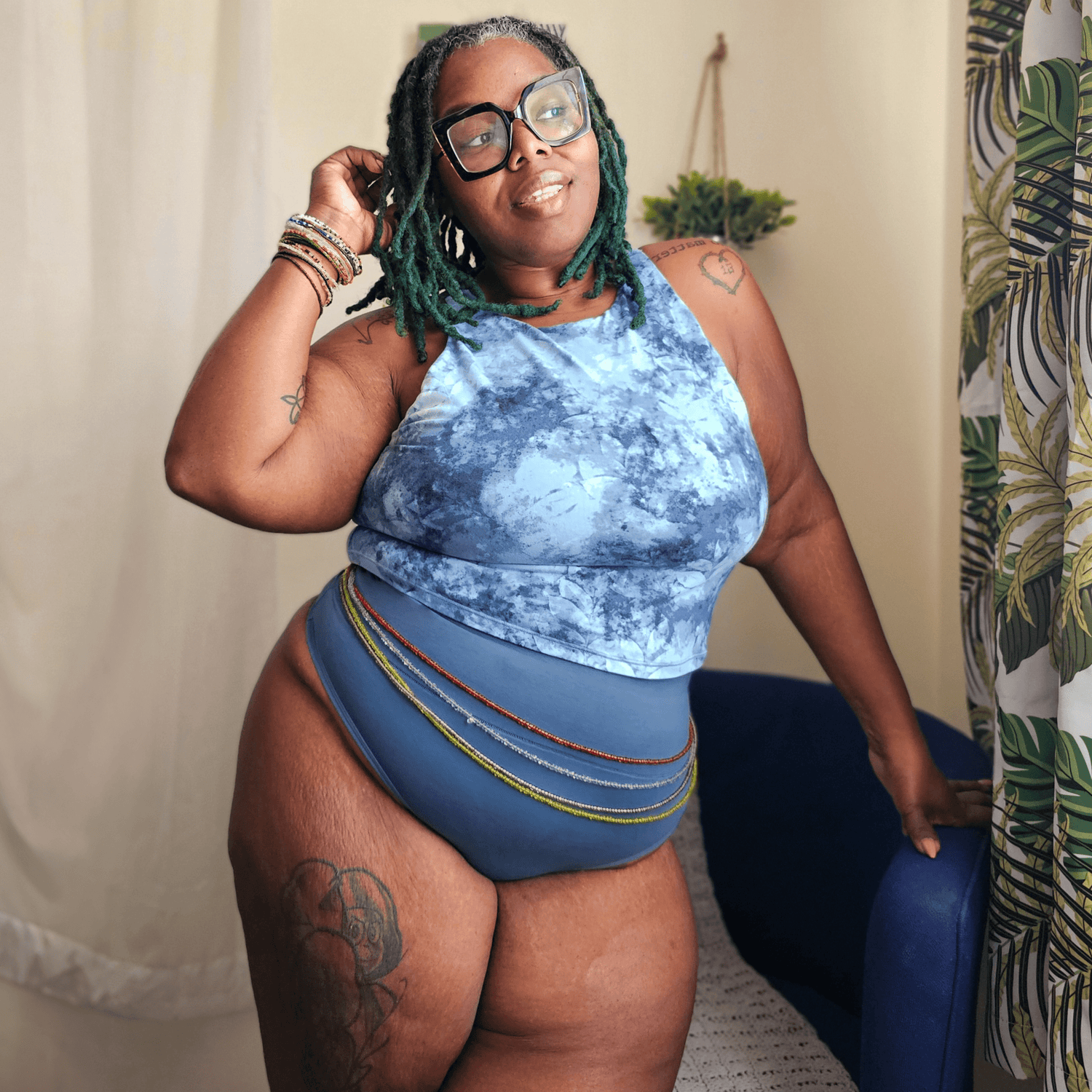 Culotte haute en coton bio - Denim