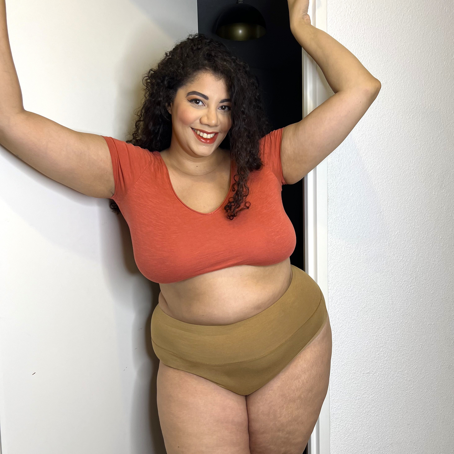 Culotte haute en coton bio - Caramel