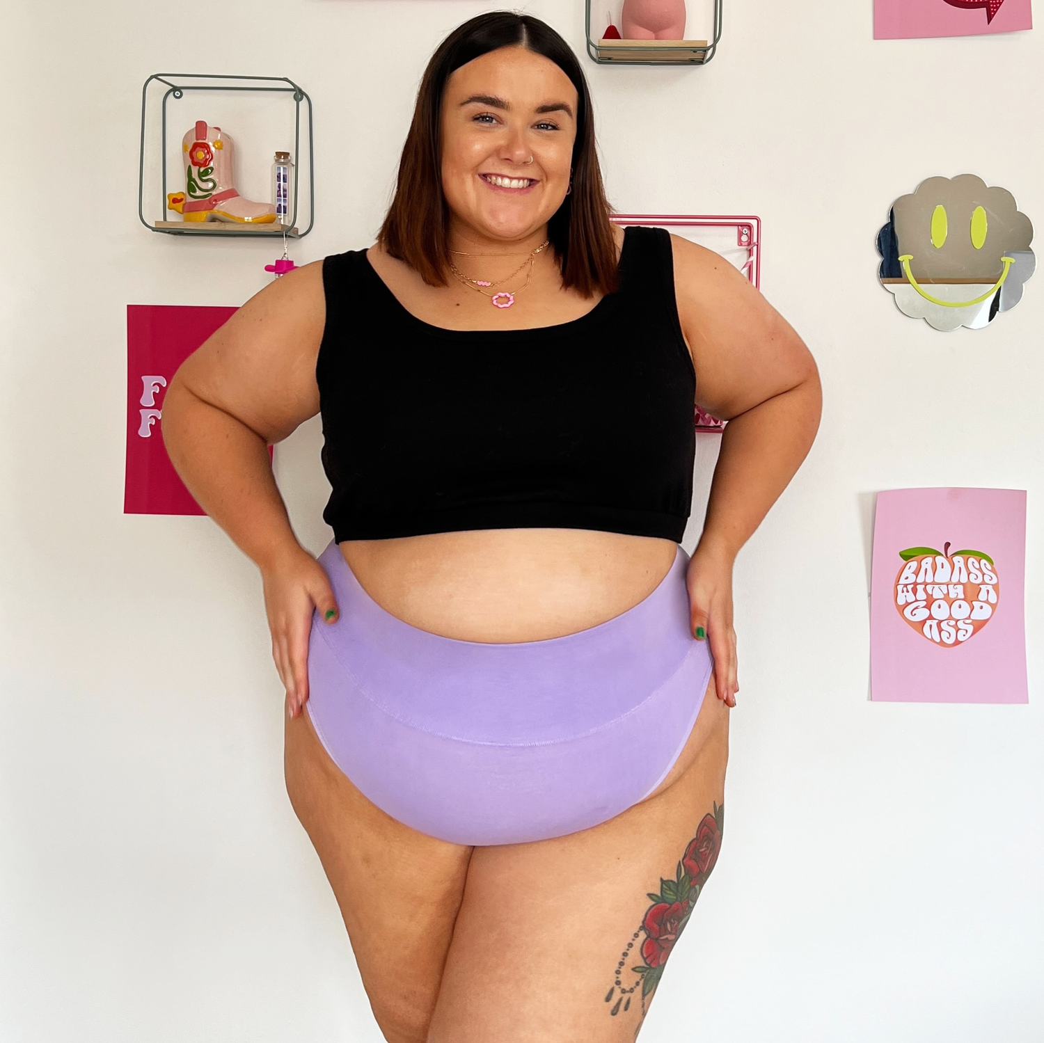 Braguitas de algodón orgánico de pierna alta - Cassis de Violet