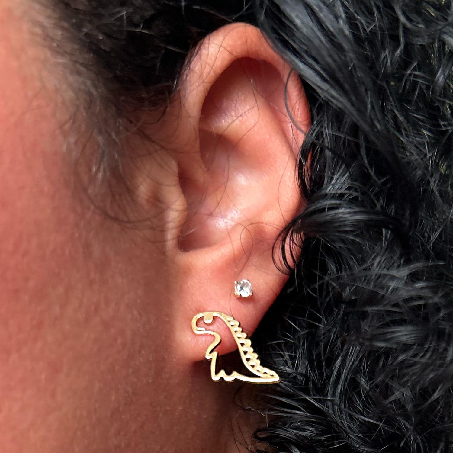 Pendientes de sementales de dinosaurios - Oro