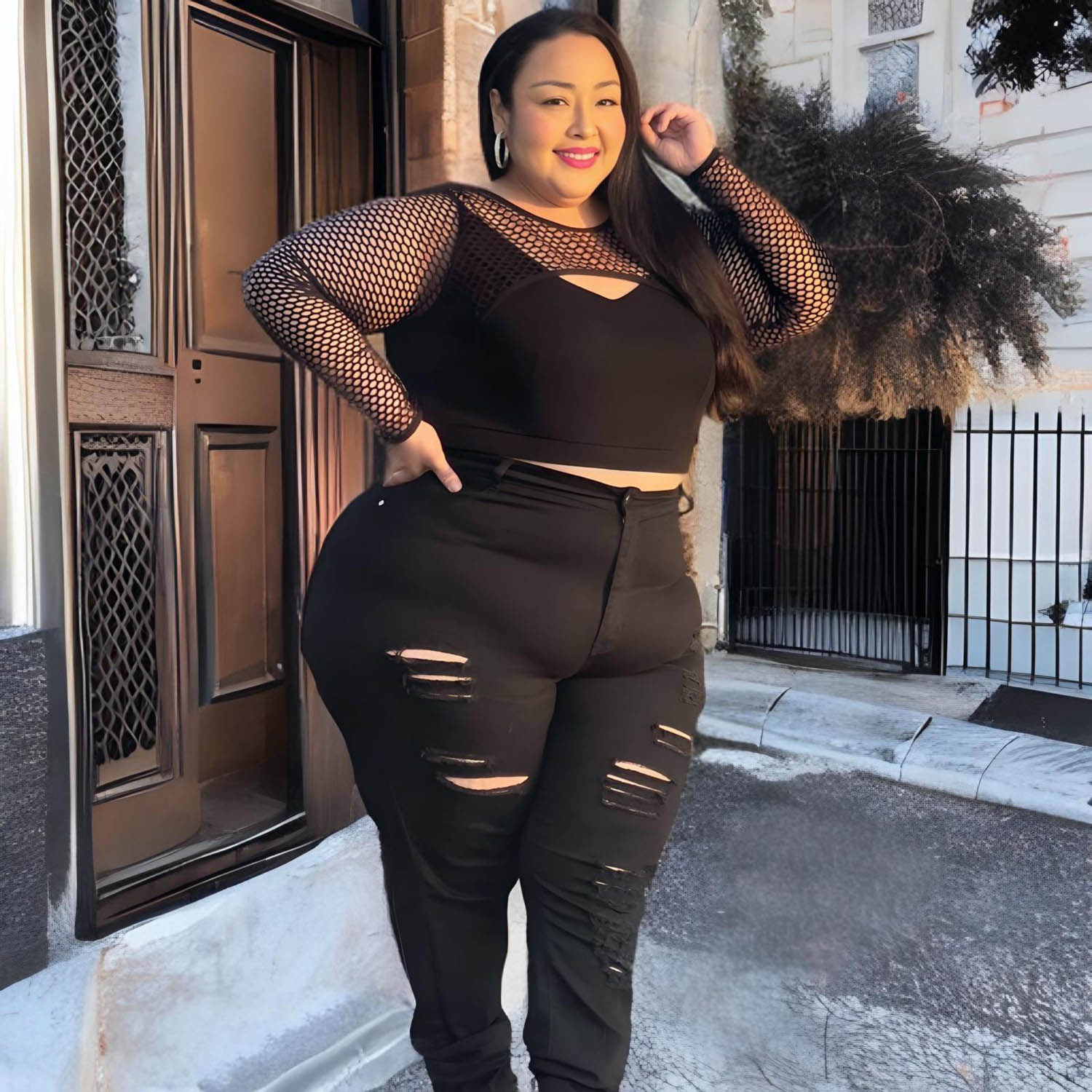 Haut résille - Alanis - Noir