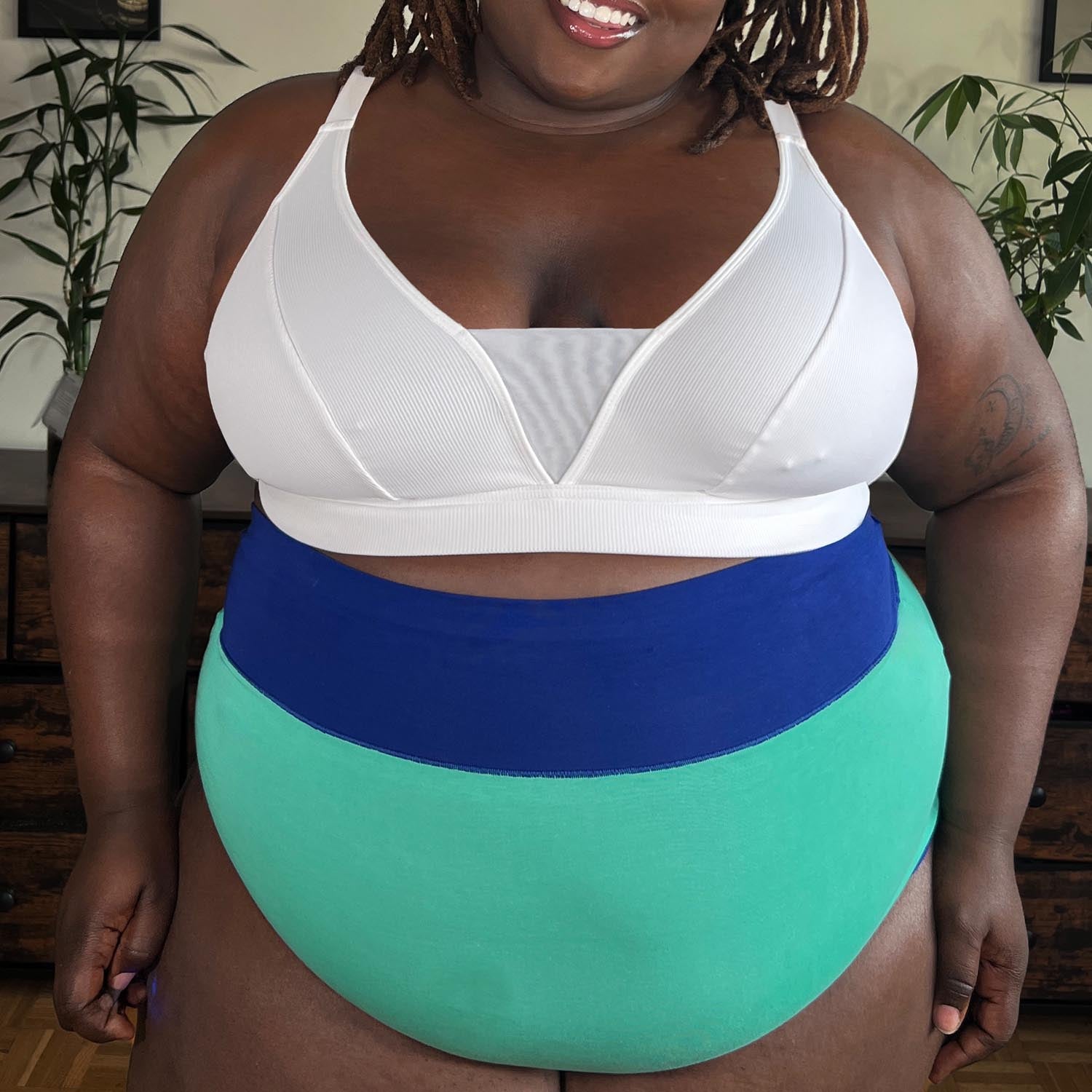 Organic Cotton Super High Waist Duo Knickers - Mint & Arabesque