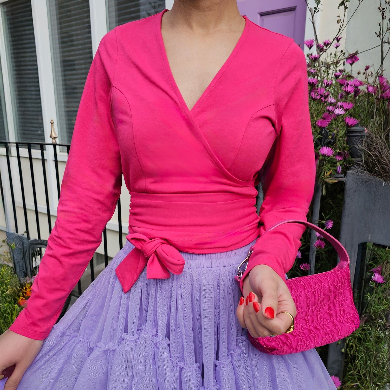 Organic Cotton Wrap Top - Pomegranate