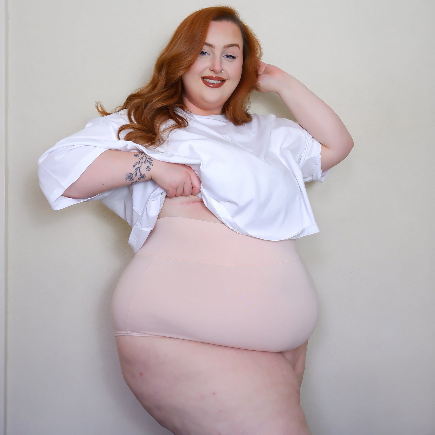 Culotte taille haute en coton bio - Rose ballet