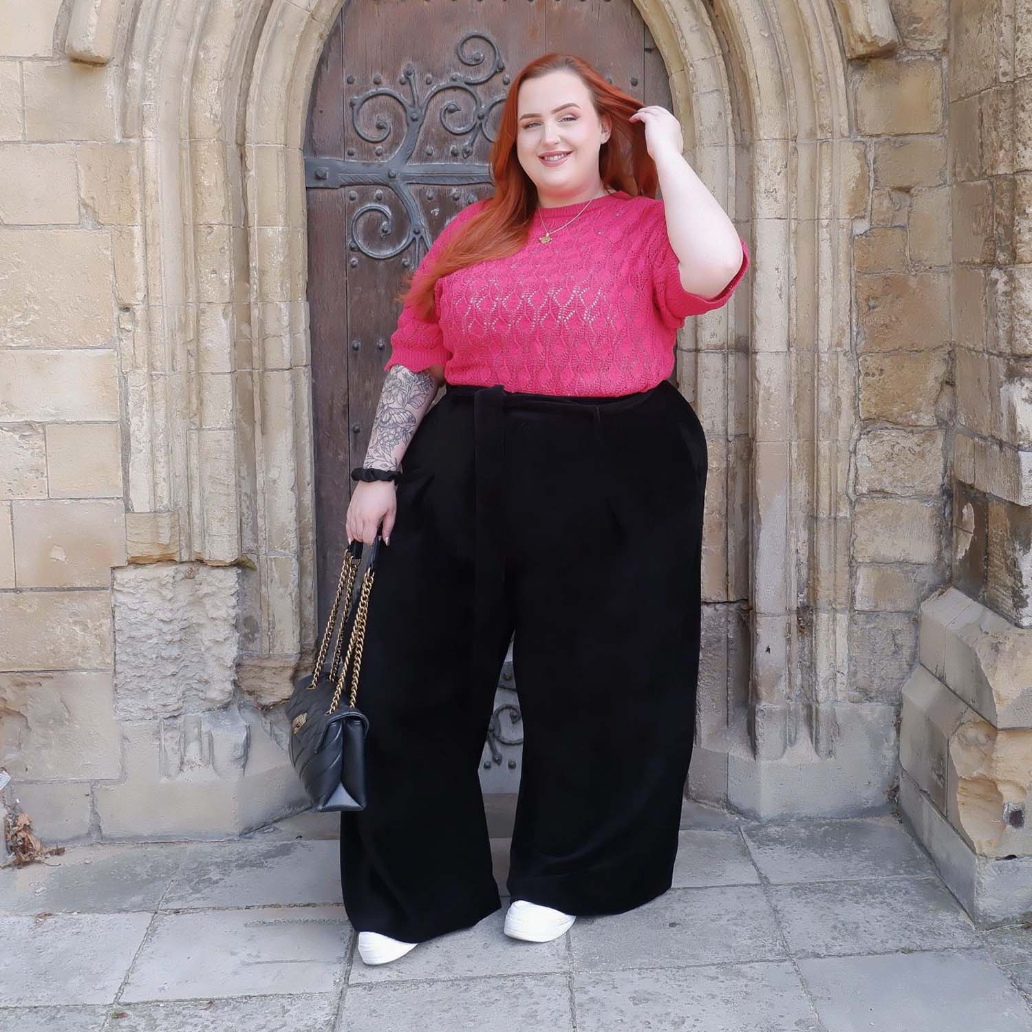 Pantalones a medida de cordón ancho de la pierna - negro