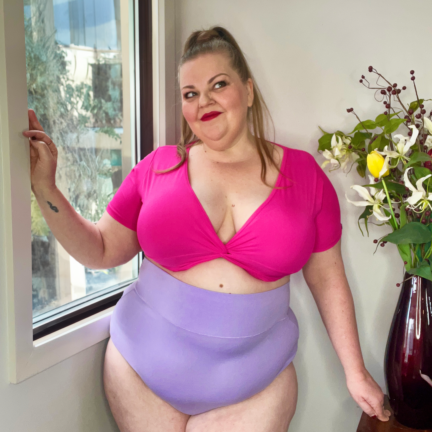 Braguitas de algodón orgánico de cintura alta - Cassis de Violet