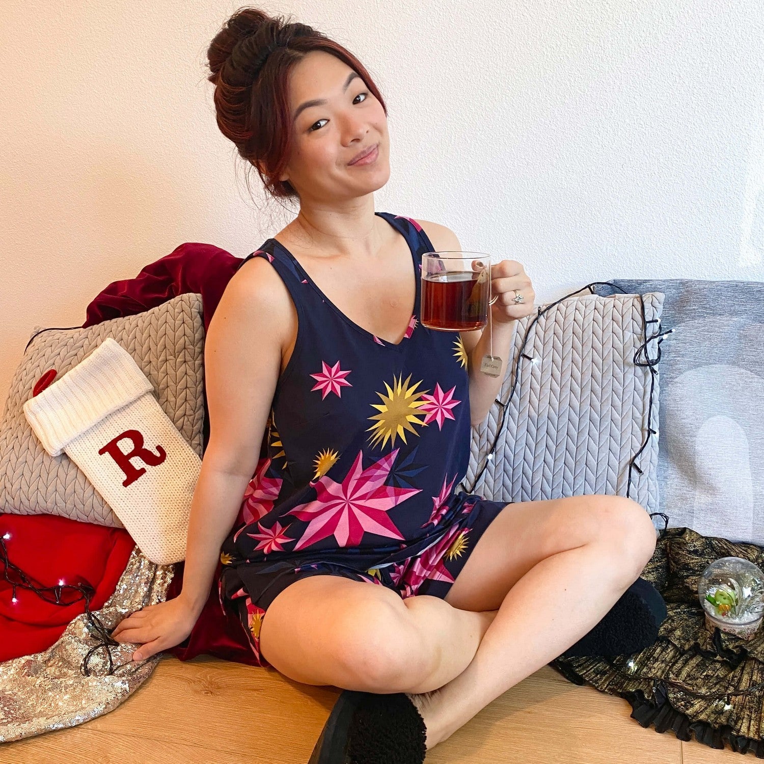 Pantalones cortos de pj de algodón orgánico - estrellas