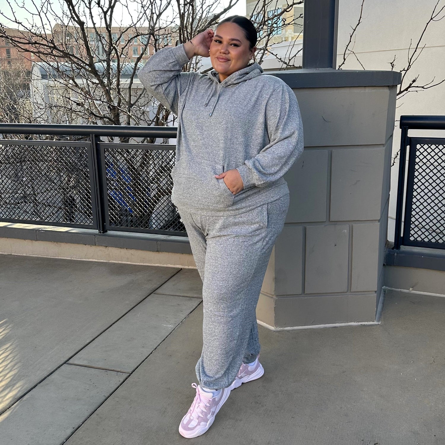 Sudadera con capucha - Gris jaspeado