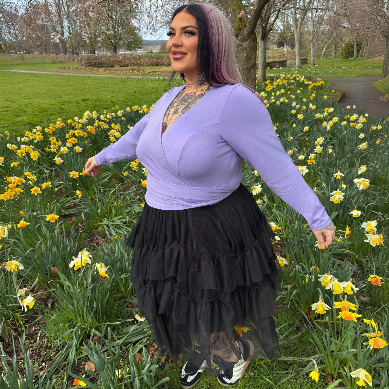 Organic Cotton Wrap Top - Lavender Fields