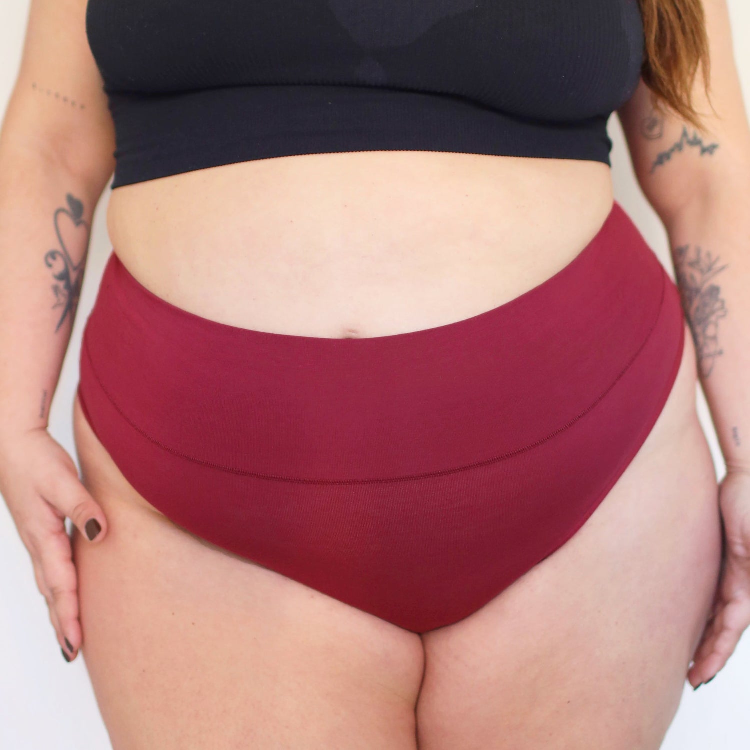 Culotte haute en coton biologique - Rouge sang
