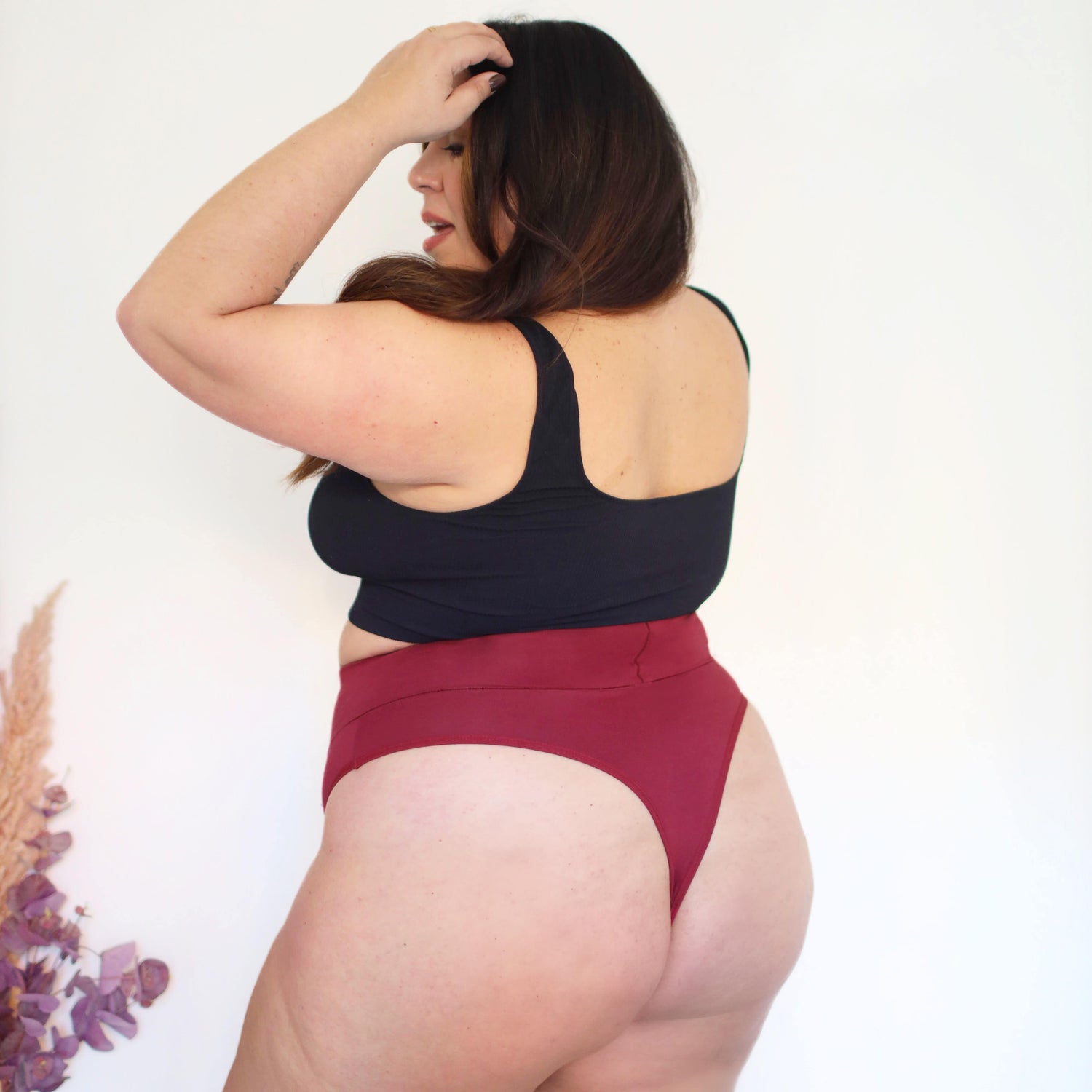 Culotte haute en coton biologique - Rouge sang