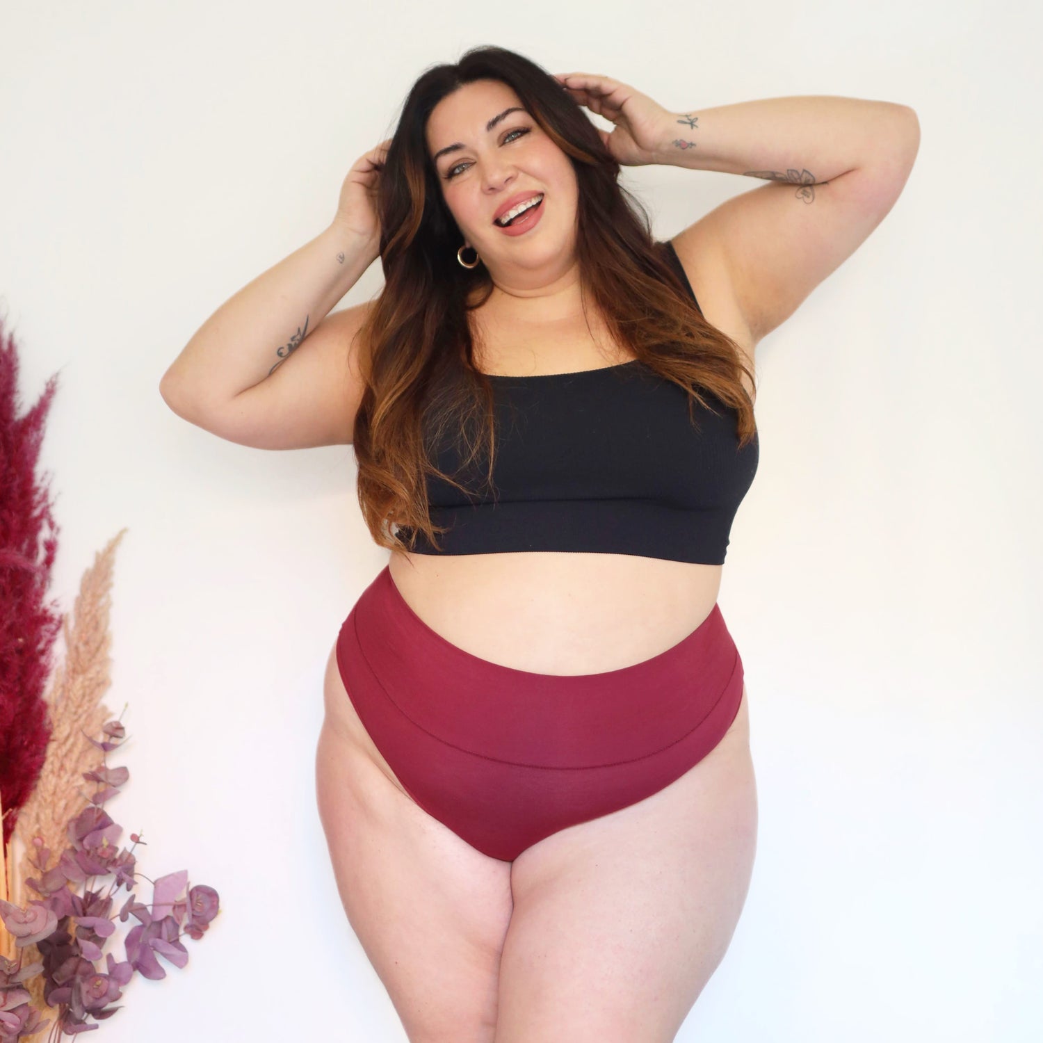 Culotte haute en coton biologique - Rouge sang