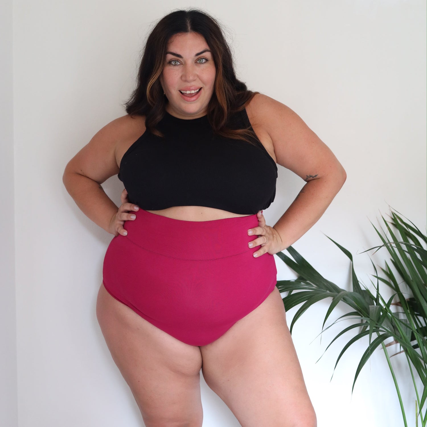 Culotte taille haute en coton bio - Tarte aux framboises