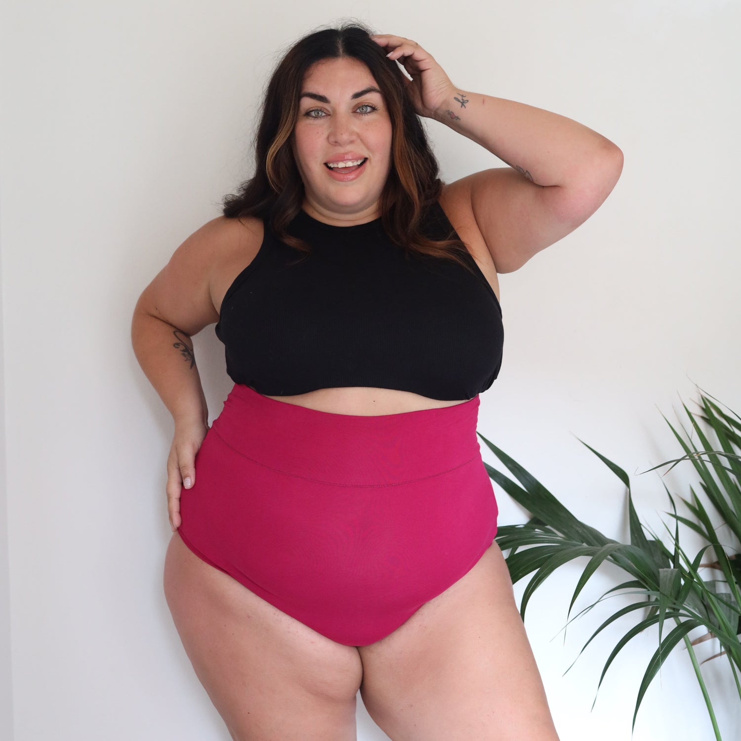 Culotte taille haute en coton bio - Tarte aux framboises