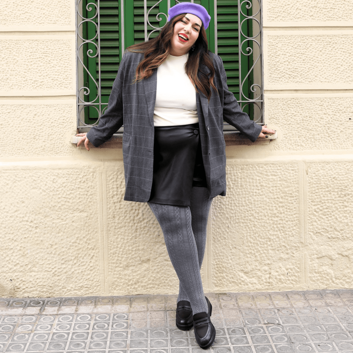 Grannies Cable Knit Wool Tights V2 - Slate