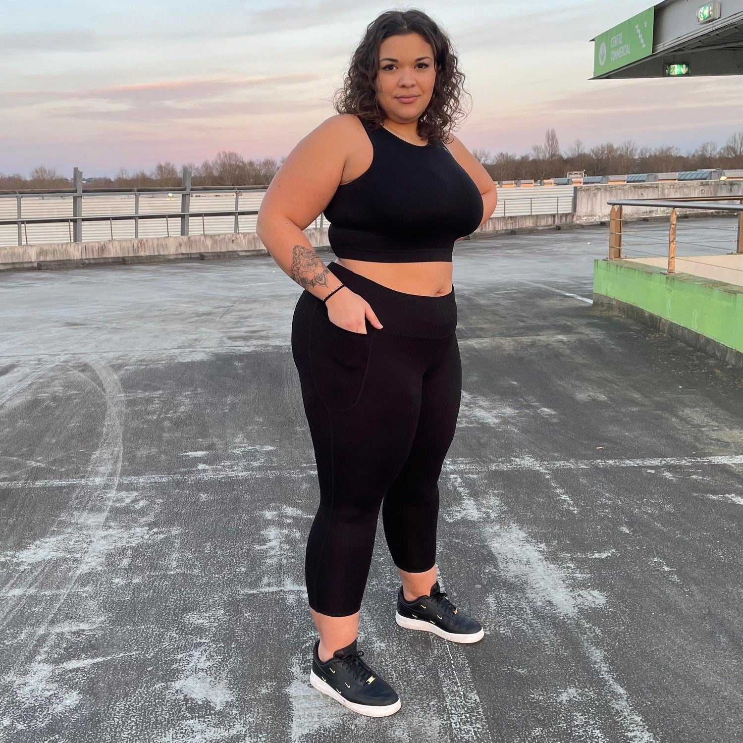 Legging court anti-squats - Noir