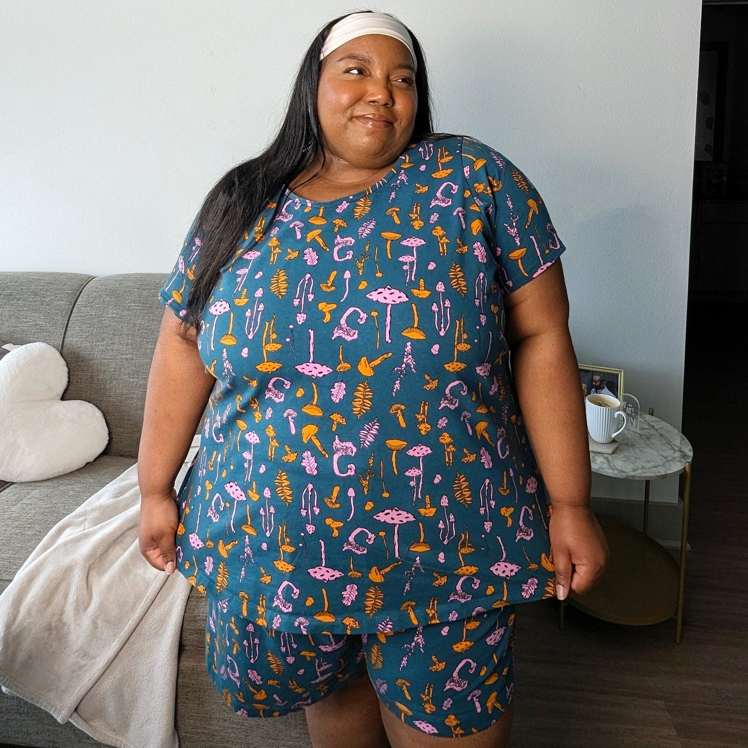 Haut de pyjama en coton biologique - Patch Mushie