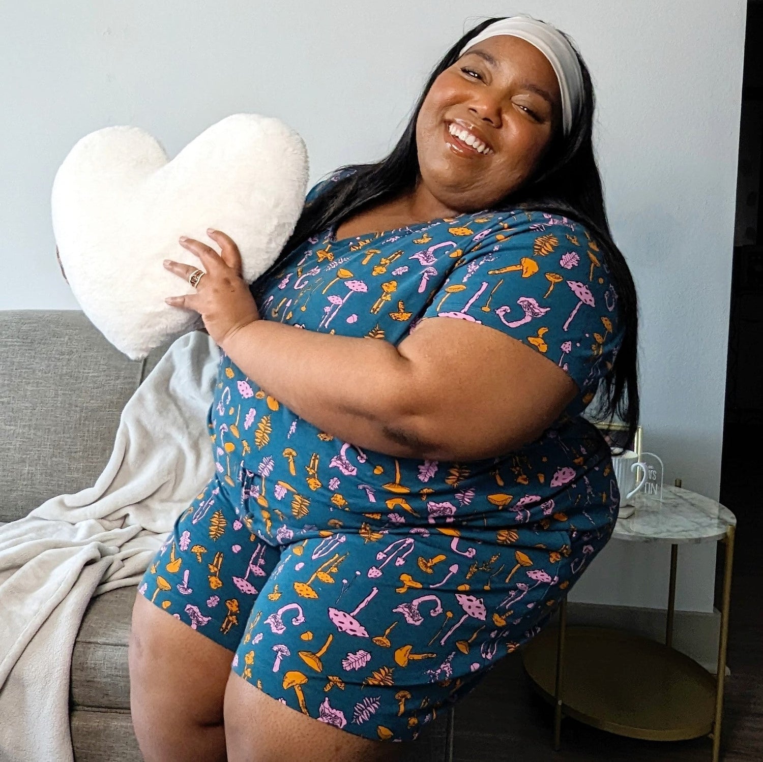 Haut de pyjama en coton biologique - Patch Mushie