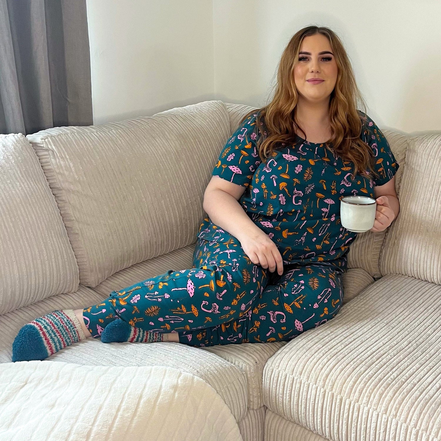 Haut de pyjama en coton biologique - Patch Mushie