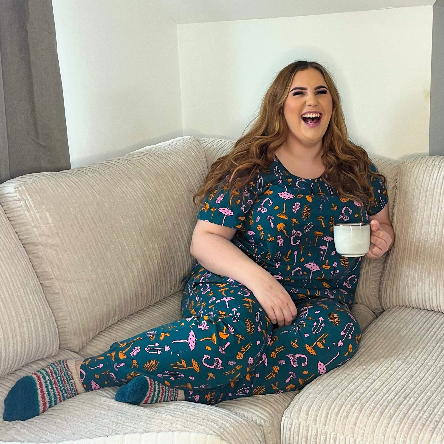 Haut de pyjama en coton biologique - Patch Mushie