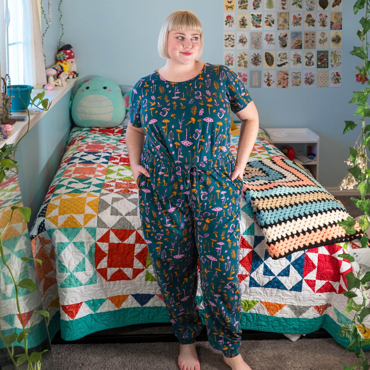 Haut de pyjama en coton biologique - Patch Mushie