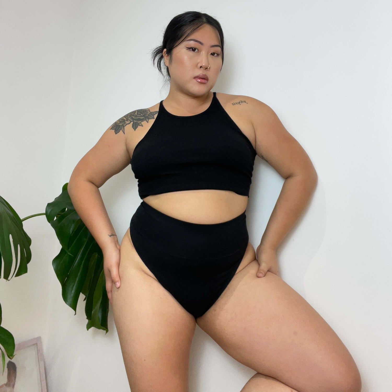 Culotte taille haute en coton biologique - Noir