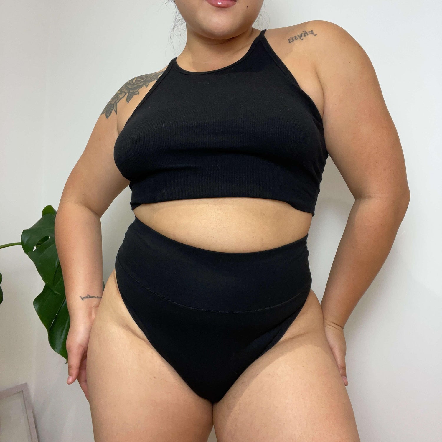 Culotte taille haute en coton biologique - Noir