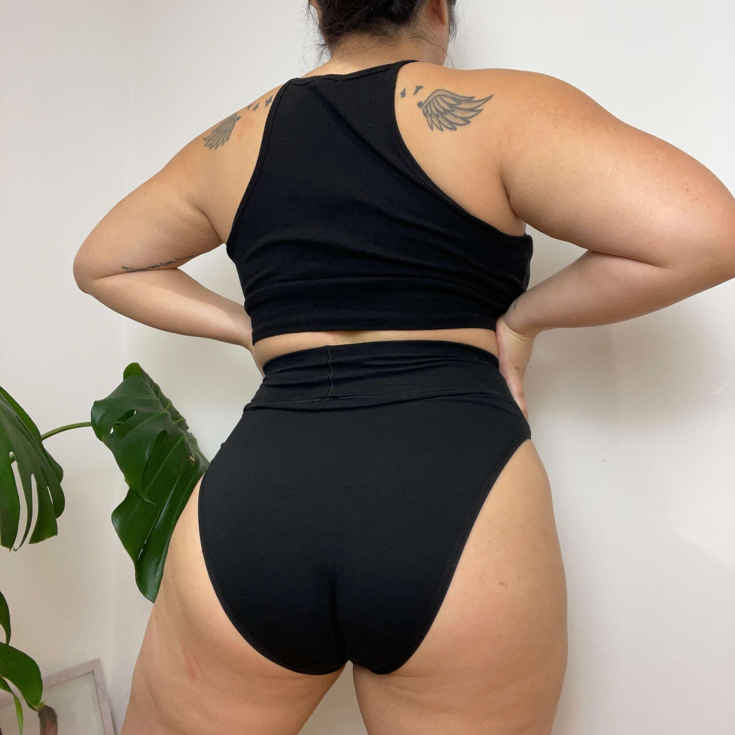 Culotte taille haute en coton biologique - Noir