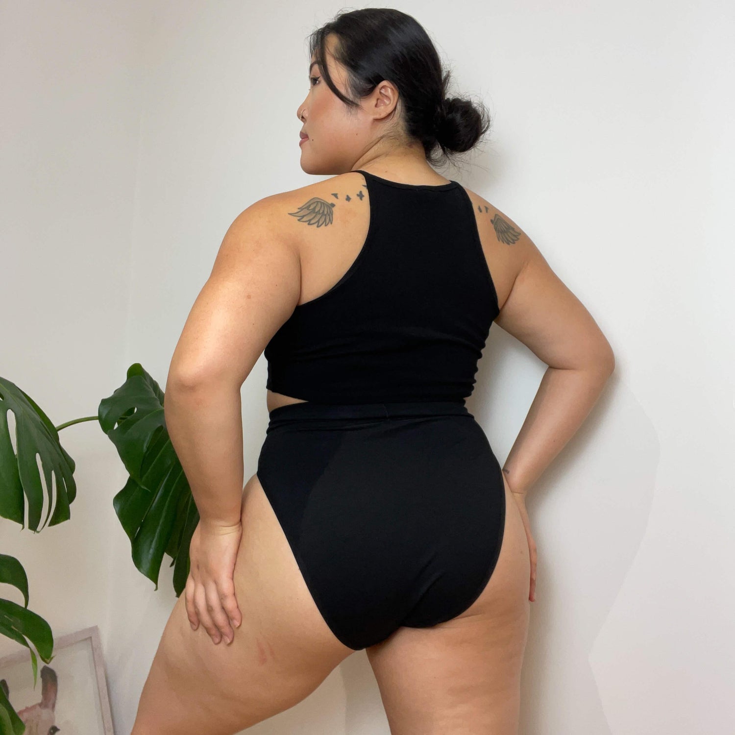 Culotte taille haute en coton biologique - Noir