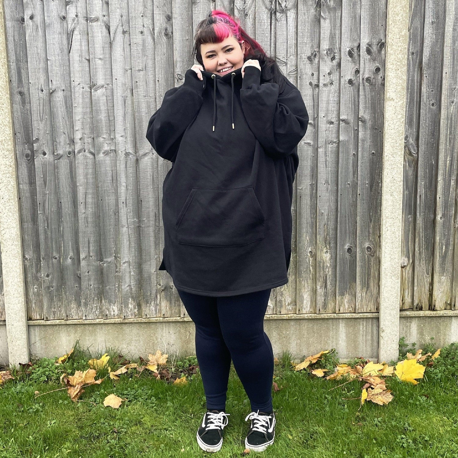 Organic Cotton Longline Hoodie - Black