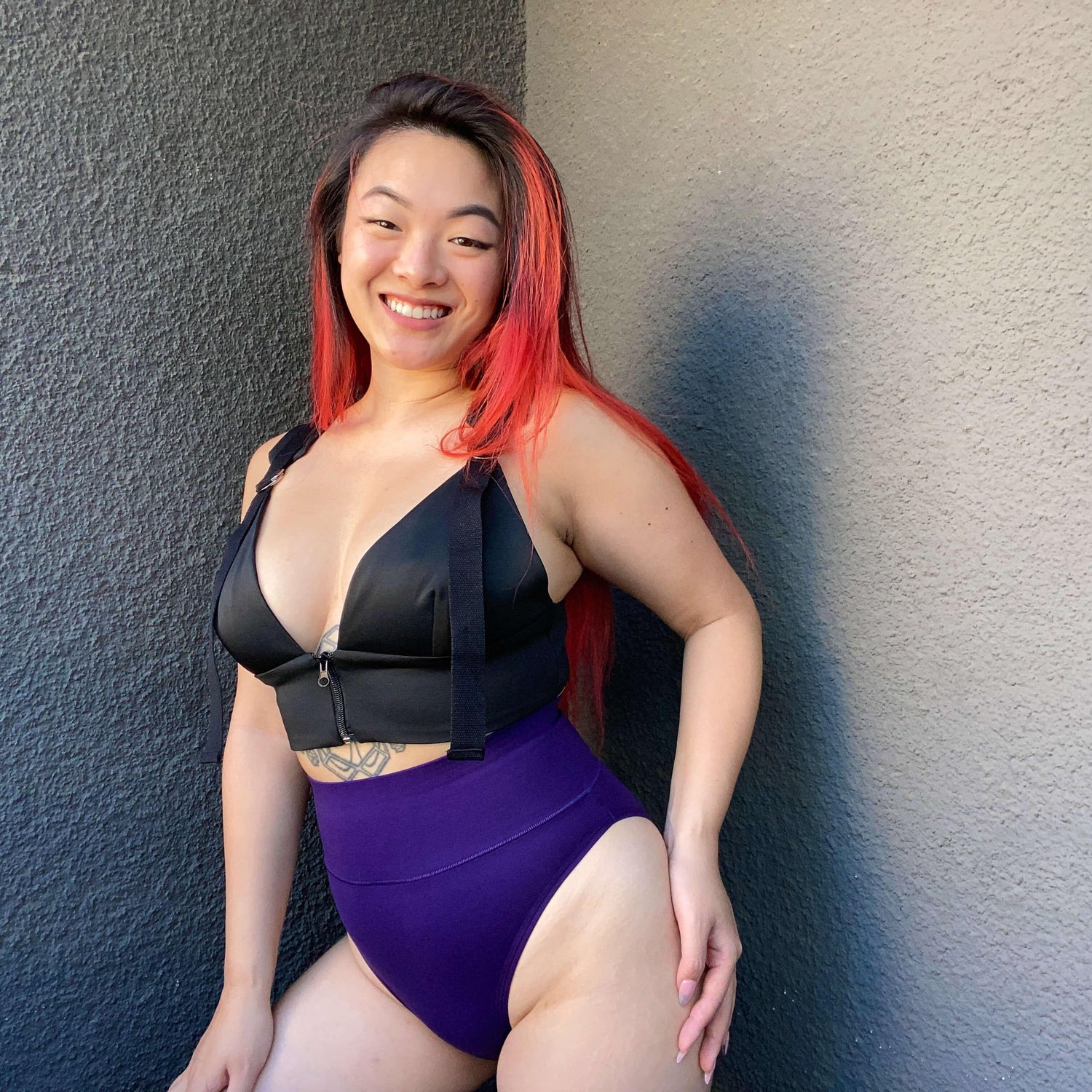 Culotte taille haute en coton bio - Suffragette Purple