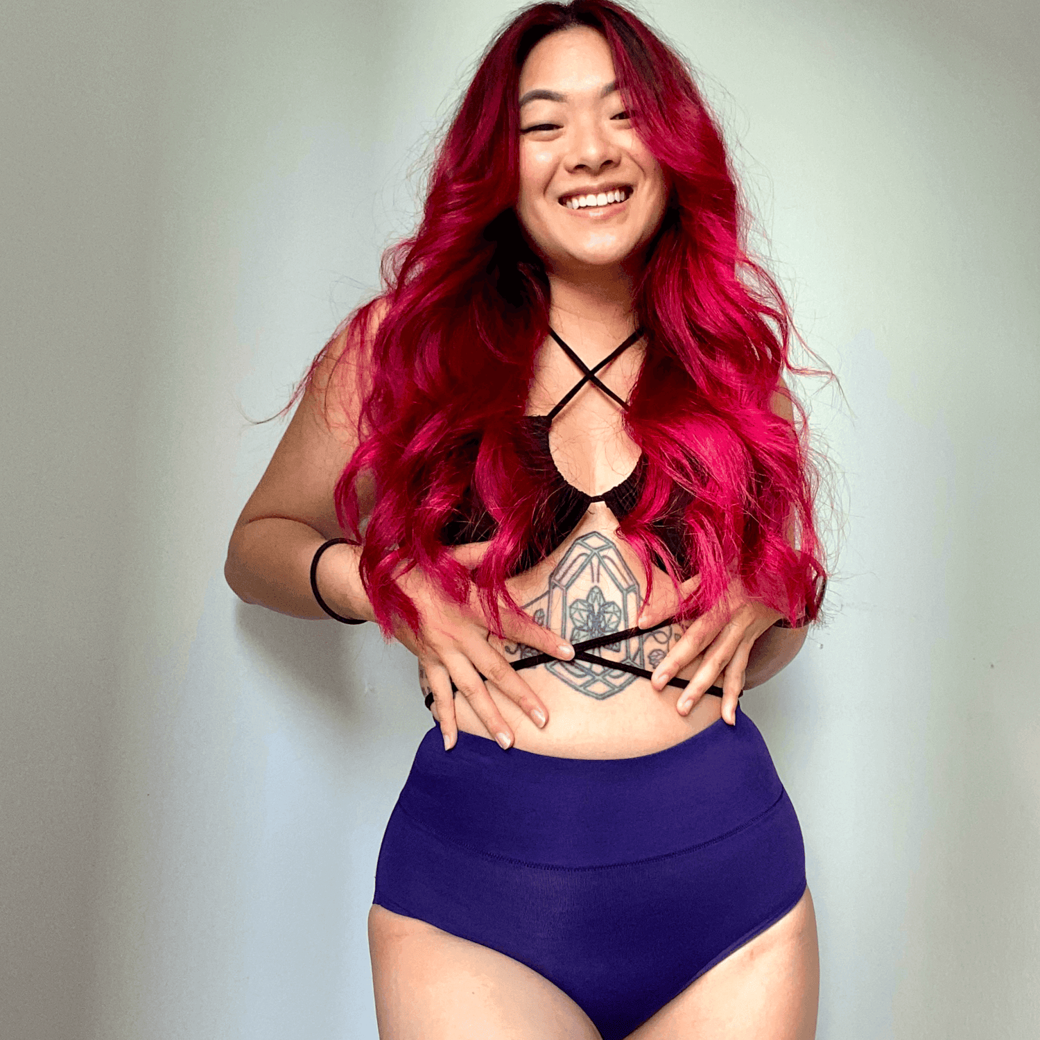 Culotte taille haute en coton bio - Suffragette Purple