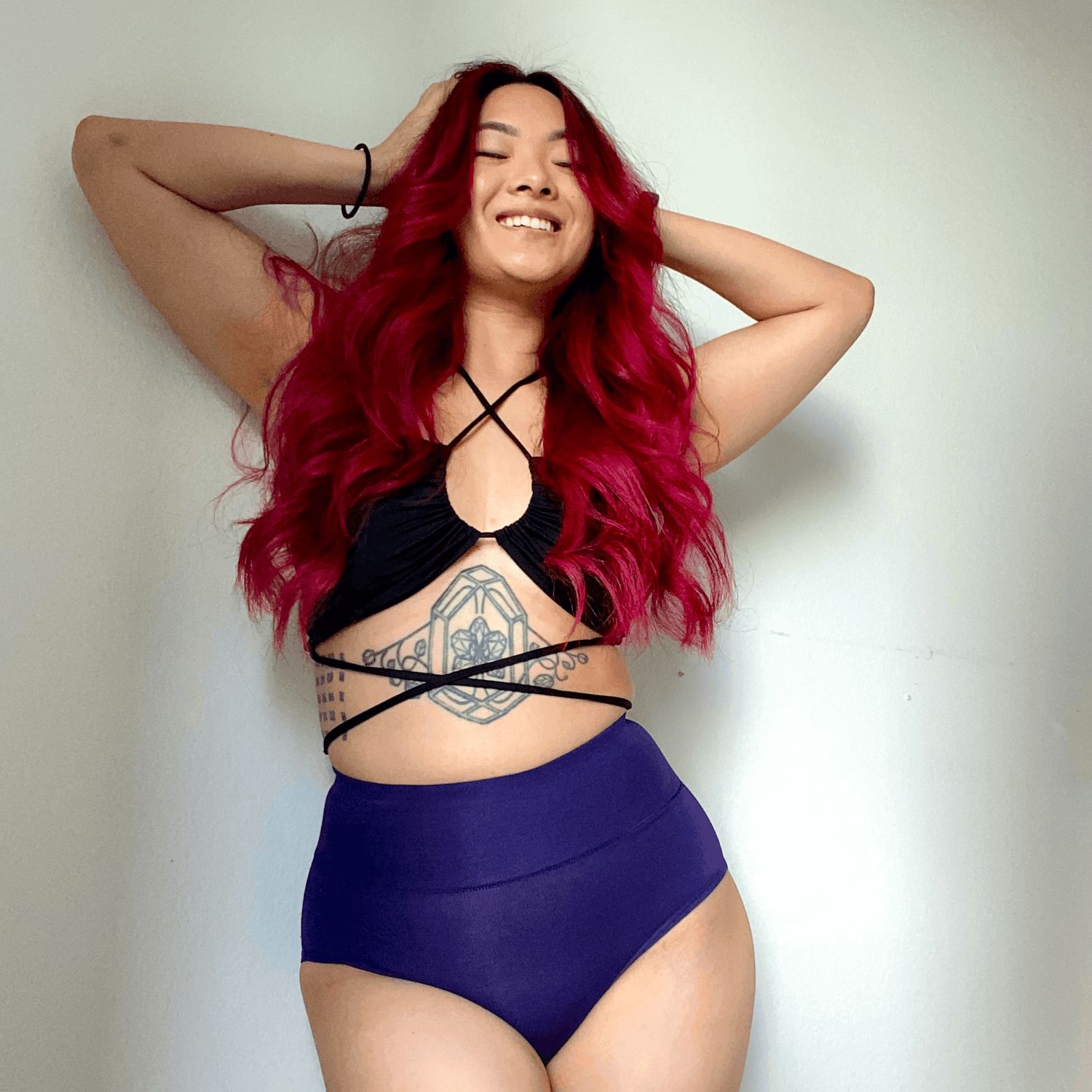 Culotte taille haute en coton bio - Suffragette Purple