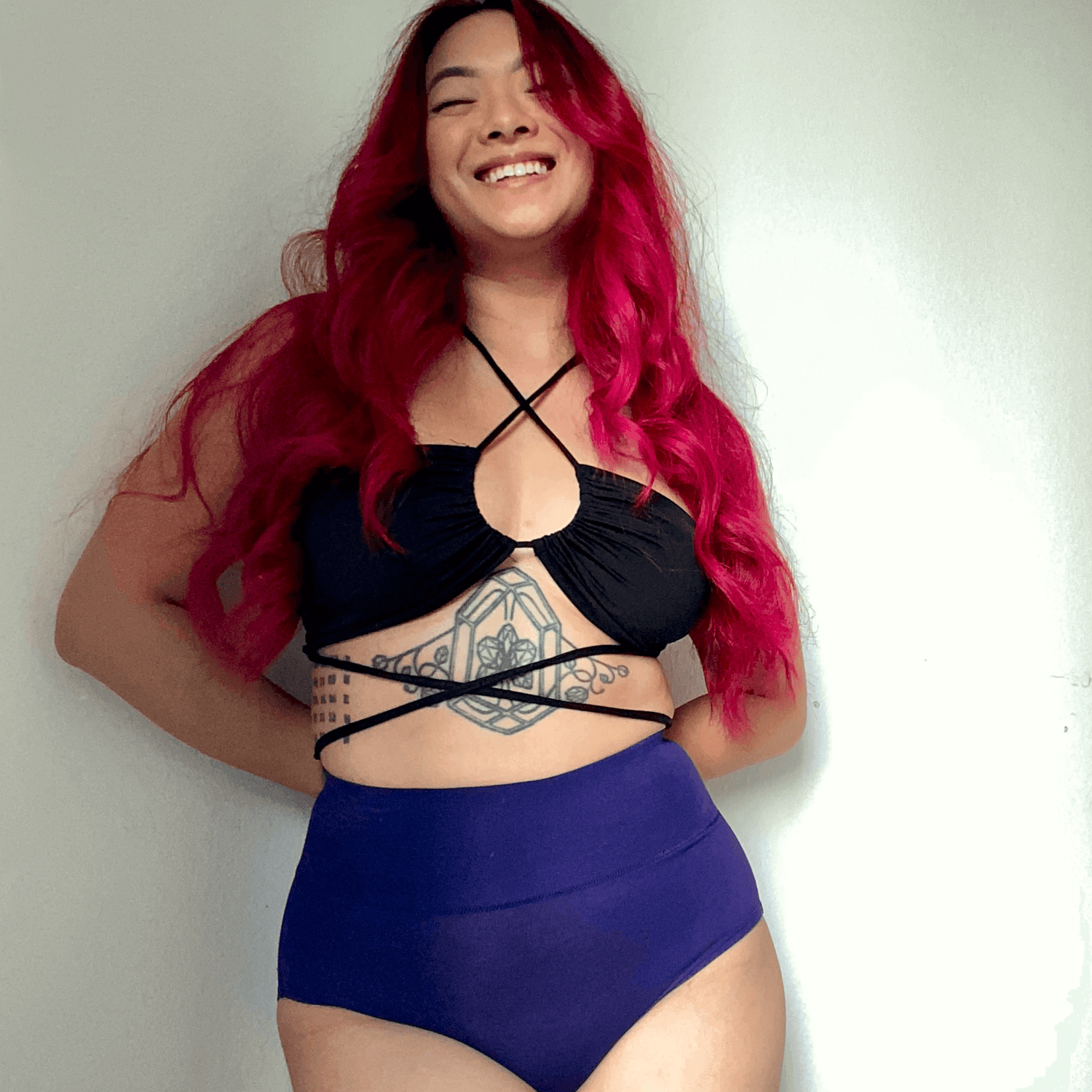 Culotte taille haute en coton bio - Suffragette Purple