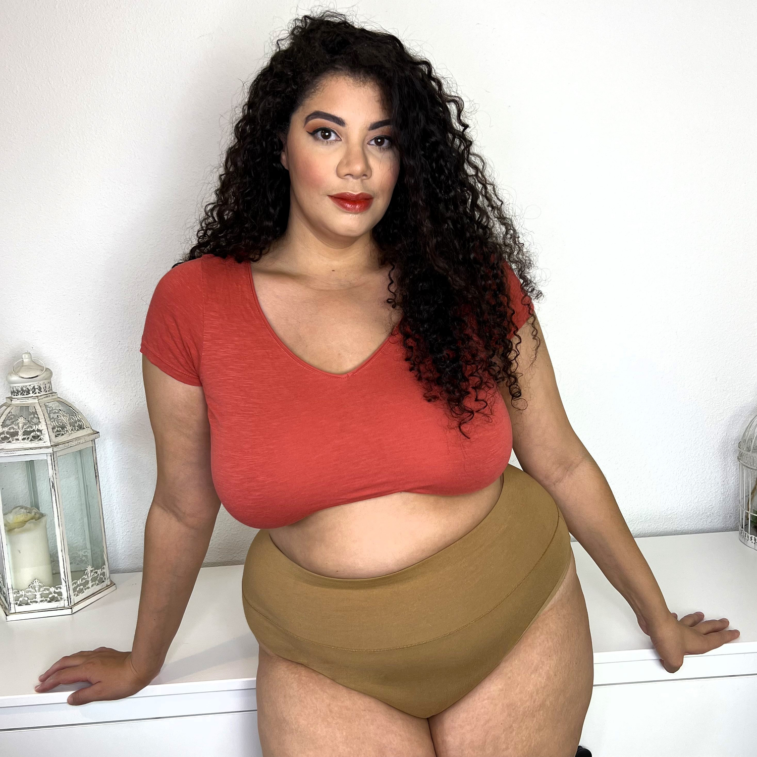 Organic Cotton Cheeky High Leg Knickers - Caramel