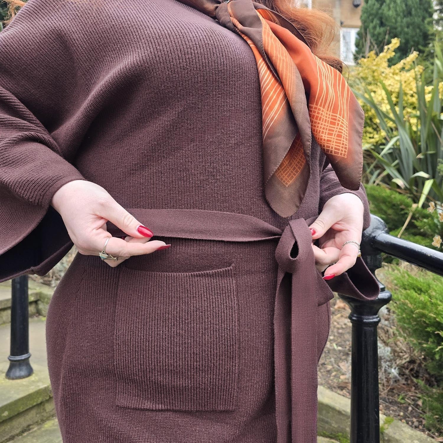 Vestido de capullo de punto Midi - Chocolate caliente