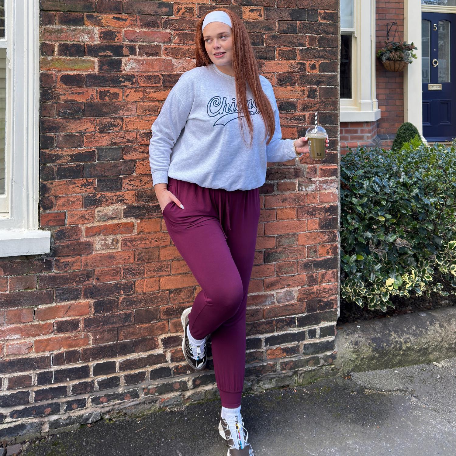 Bamboo Lounge Joggers - Cherry