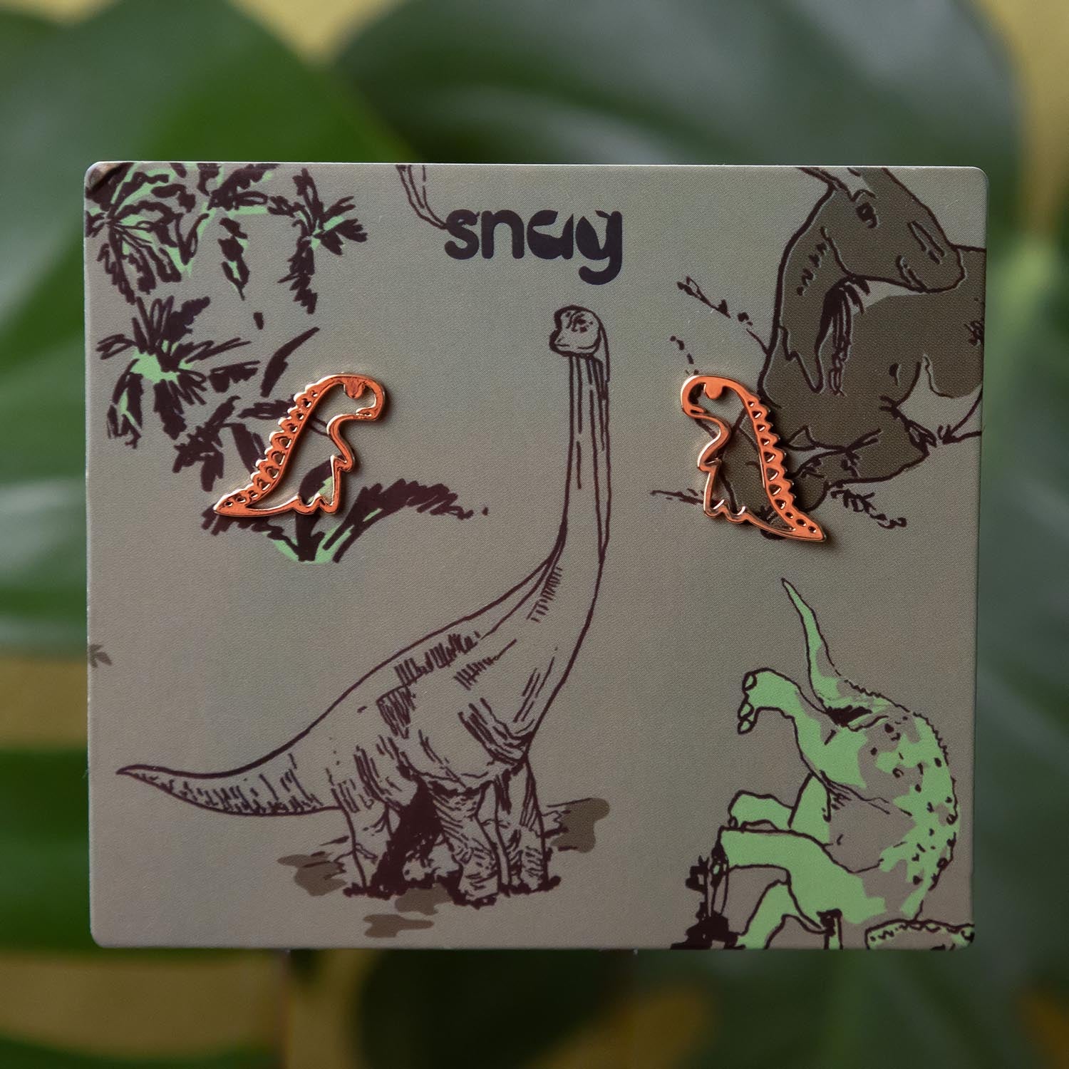 Pendientes de sementales de dinosaurios - Oro