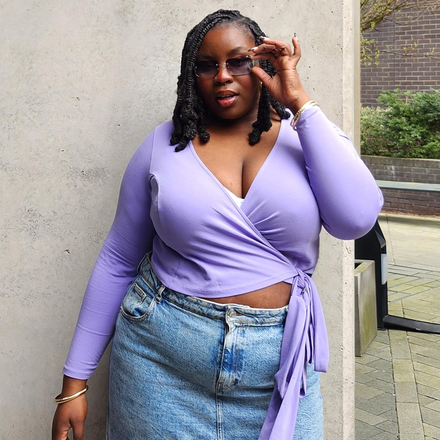 Organic Cotton Wrap Top - Lavender Fields