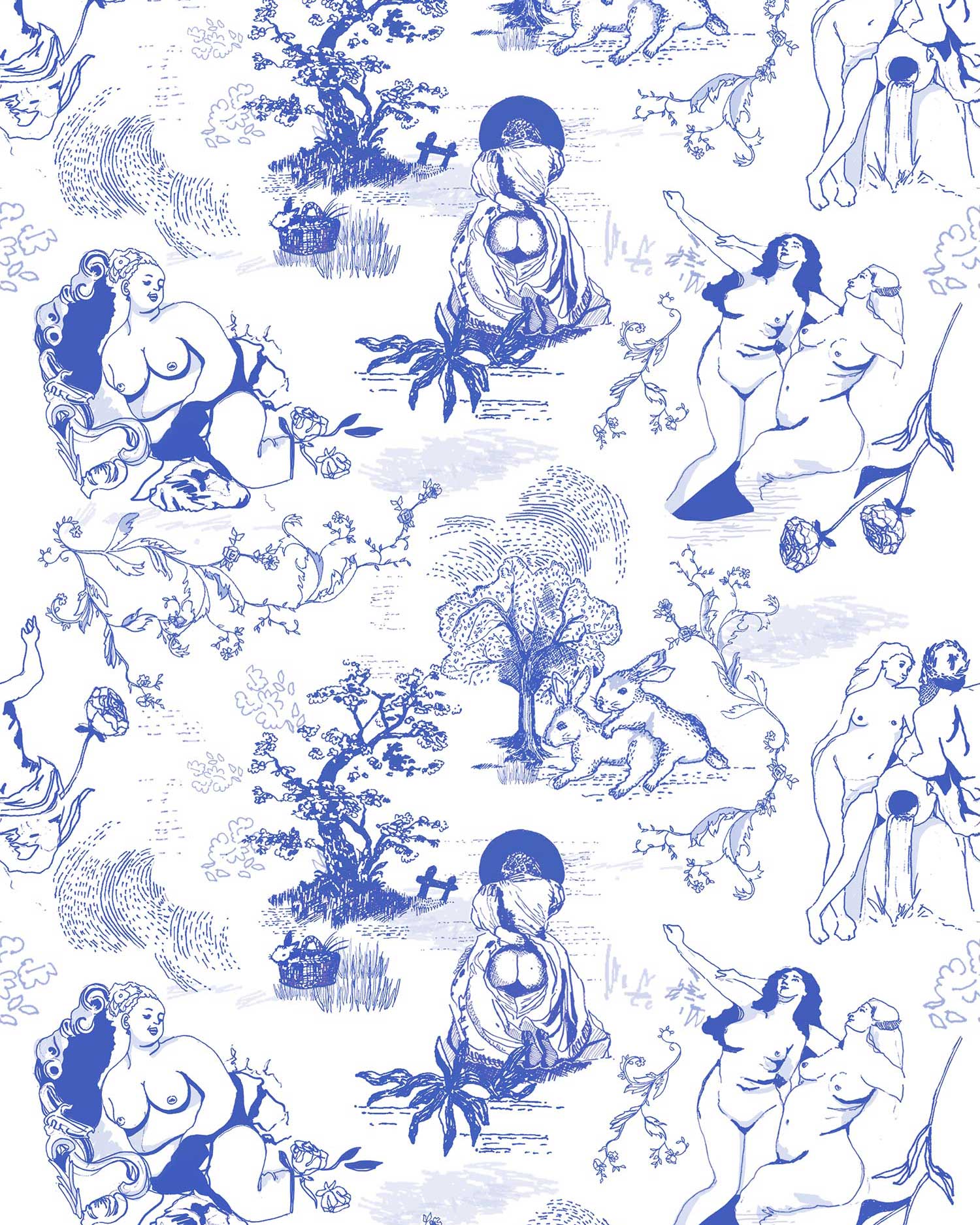Cotton de algodón orgánico Knickers breves - Passion Au Jardin - L'Amour Bleu