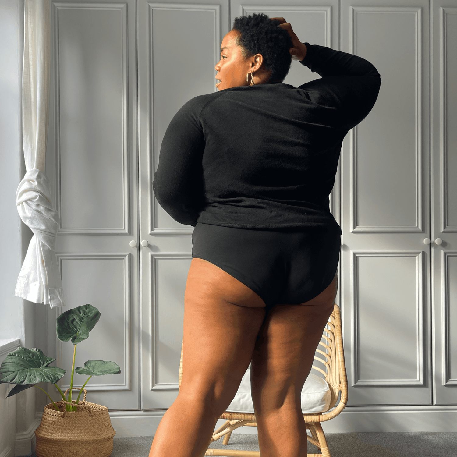 Culotte taille haute en coton biologique - Noir